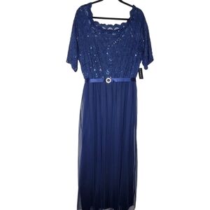 Candalite Women's Sequin Lace Maxi Dress Size 3X Lined Elegant Formal Gown NEW